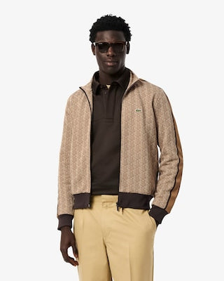 LACOSTE GIACCA DELLA TUTA LACOSTE MONOGRAM IN JACQUARD CON ZIP PARIS SH1368 6IR