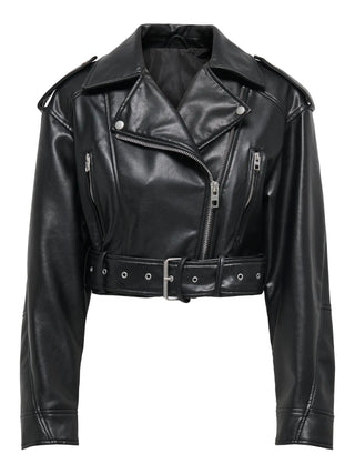 ONLY GIUBBOTTO IN PELLE DRESDEN CON CINTURA 15357627 BLK