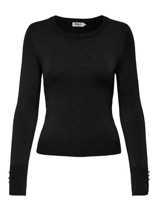 ONLY VENICE LONG SLEEVE SWEATER WITH BUTTONS ON THE SLEEVE WOMEN 15331686 BLK