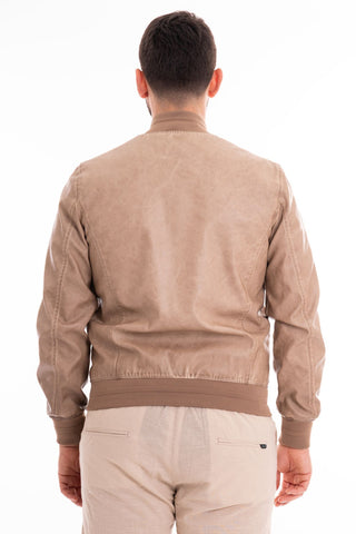 MARKUP GARMENT-DYED ECO-LEATHER BOMBER JACKET MK694029 CRD