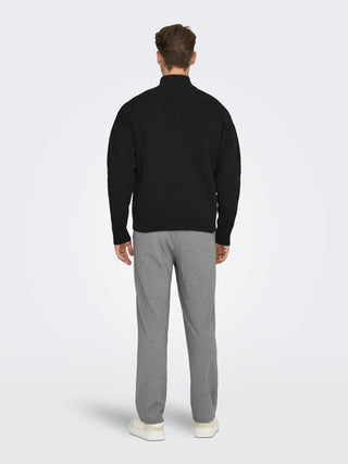 ONLY&SONS CARDIGAN BLAKE A COLLO ALTO CON ZIP 22035808 BLK