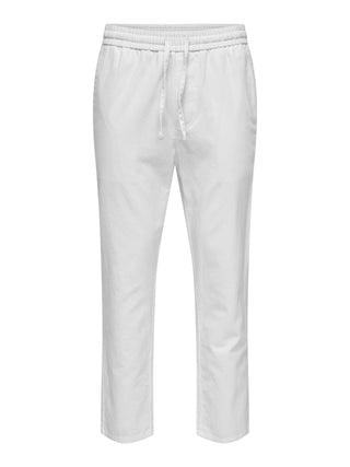 ONLY&amp;SONS CROP LINUS LINEN MIXED TROUSERS 22024966 BGW