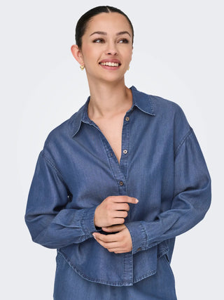 ONLY CHARIS CAMICIA DENIM LUNGA DIETRO (col:dark blue denim) 15337928 DBD