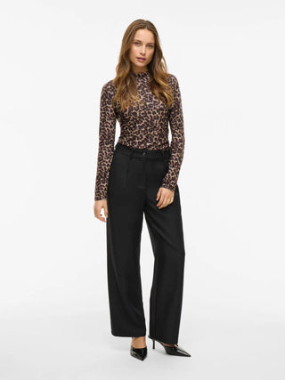 VILA LEOA T-SHIRT A MANICA LUNGA CON COLLO ALTO FANTASIA LEOPARDATA DONNA 14066134 NLO