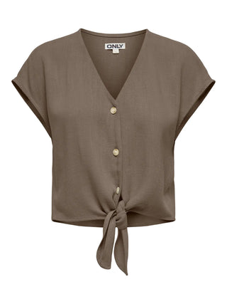 ONLY CAMICIA SMANICATA IN LINO CON NODO SIESTA 15322270 WLT