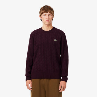 LACOSTE MAGLIONE LACOSTE GIROCOLLO A TRECCE IN LANA CARDATA AH2924 3KE