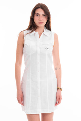 CALVIN KLEIN JEANS ABITO SLEEVELESS COTTON SHIRT DONNA J223690 YAF