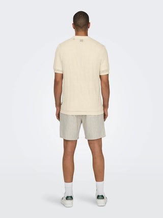 ONLY&SONS DIEGO RESORT CARDIGAN REGULAR IN COTONE CON BOTTONI E COLLETTO UOMO (col:antique white) 22028576 AWT