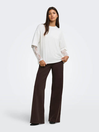ONLY T-SHIRT TAHLIA CON MANICA IN PIZZO 15381333 CLD