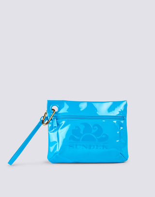 SUNDEK BORSA A TRACOLLA CLUTCH IN TESSUTO LUCIDO CON LOGO AW416ABPV400 A7300