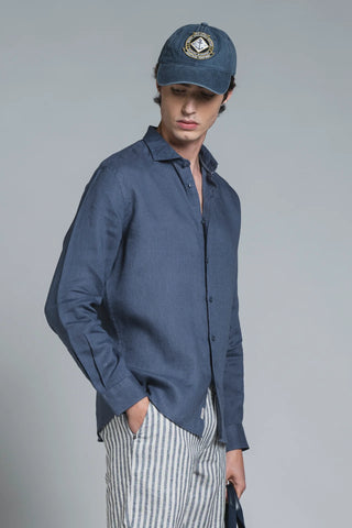 IMPURE CAMICIA CON COLLO FRANCESE UOMO 100% LINO RILEY LIN139