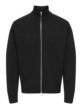 ONLY&SONS CARDIGAN BLAKE A COLLO ALTO CON ZIP 22035808 BLK