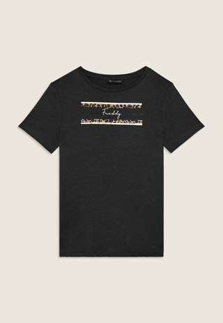 FREDDY T-SHIRT CON DETTAGLI ANIMALIER E BORCHIE S26WSLT5 N