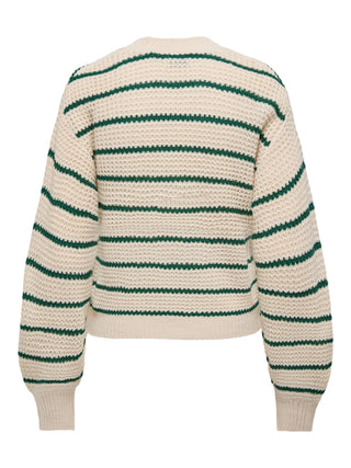 JACQUELINE DE YONG ELLEN NECK STRIPE BUTTON SWEATER WOMEN 15328338 WTG