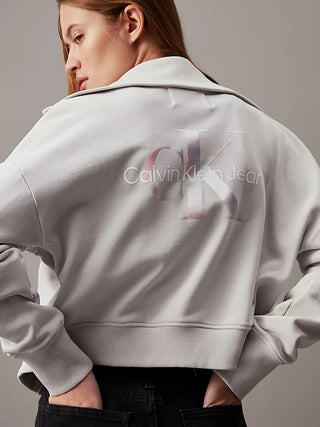 CALVIN KLEIN JEANS SWEATSHIRT DIFFUSED MONOLOGUE ZIP-THROUGH WOMEN J223075 PC8