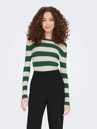 JACQUELINE DE YONG PLUM MAGLIONE GIROCOLLO CON FANTASIA A RIGHE DONNA 15277223 TEE