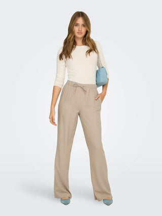 ONLY GOA PANTALACCIO IN MISTO LINO FONDO LARGO 15363676 OXT