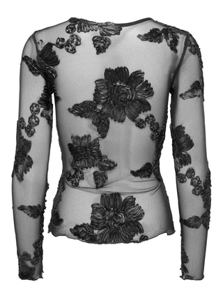 JACQUELINE DE YONG CASABLANCA T-SHIRT VELATA MANICA LUNGA CON MOTIVI FLOREALI 15379869 BLK