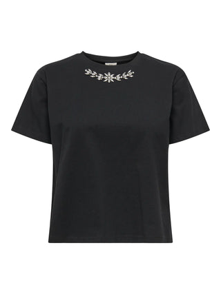 JACQUELINE DE YONG KIRA T-SHIRT CON ACCESSORIO 15350522 BLK