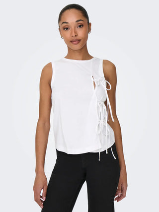 ONLY WILL TOP IN COTONE CON DETTAGLIO LACCI LATERALI DONNA (col:bright white) 15343430 BGW