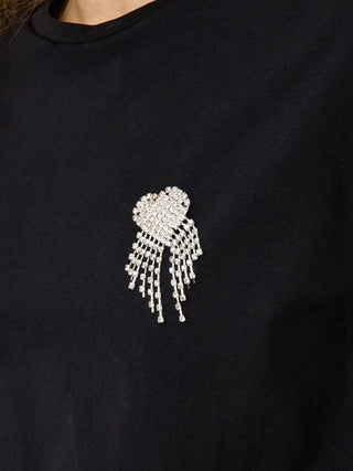 ONLY T-SHIRT VITA MANICA CORTA CON DIAMANTINI DONNA 15343769 BLK