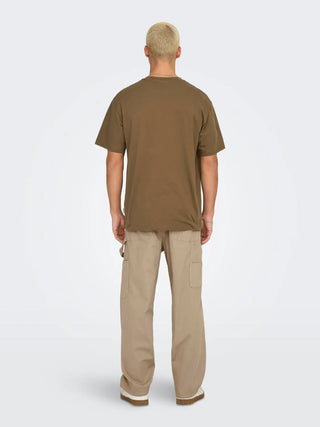 ONLY&SONS T-SHIRT DEREK MEZZA MANICA GIROCOLLO UOMO (SEPIA) 22032267 SPA