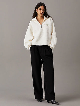 CALVIN KLEIN JEANS SWEATSHIRT SHERPA HALF ZIP WOMEN J224180 YBI