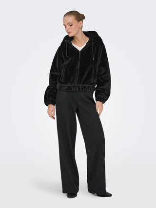 JACQUELINE DE YONG OLA GIUBBOTTO IN ECOPELLICCIA CON CAPPUCCCIO 15359329 BLK