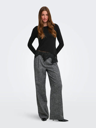 ONLY LAILA MAGLIA MANICA LUNGA CON PIZZO 15384850 BLK