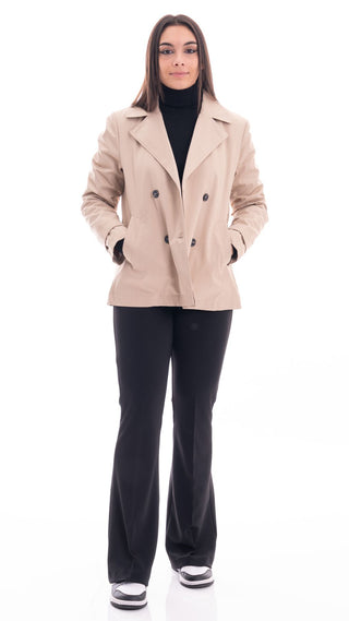 MARKUP WOMEN'S DOUBLE BREASTED COTTON SHORT TRENCH COAT MW764040 GHC