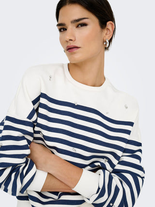 ONLY ADELE FELPA CON STRISCE COLORATE E STRASS DONNA 15358792 CNK