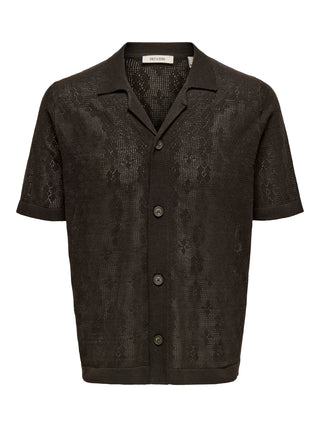 ONLY&amp;SONS KEN PERFORATED SHORT SLEEVE SHIRT MEN (Demitasse) 22033453 DMS