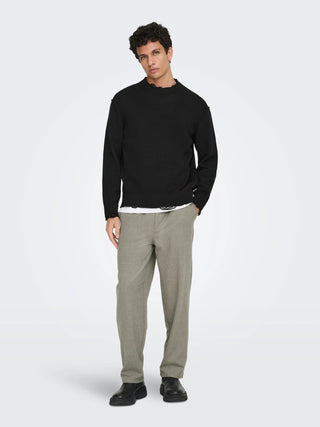 ONLY&SONS TUNE MAGLIONE CON ROTTURE RELAXED FIT 22034238 BLK