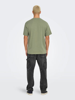 ONLY&SONS T-SHIRT DEREK MEZZA MANICA GIROCOLLO UOMO (DEEP LICHEN GREEN) 22032267 DPL