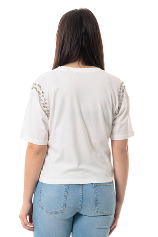 MARKUP T-SHIRT GIROCOLLO CON DETTAGLIO SULLE SPALLE DONNA MW861005 OFW