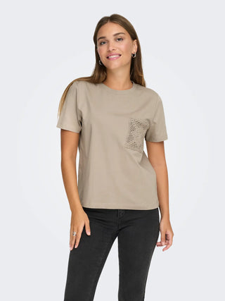 JACQUELINE DE YONG T-SHIRT ELMA CON TASCHINO IN CROCHET 15322073 CTG