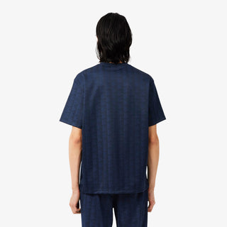 LACOSTE T-SHIRT JACQUARD CON MONOGRAMMA UOMO TH1985 166