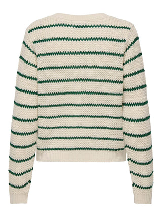 JACQUELINE DE YONG ELLEN NECK STRIPE V-NECK SWEATER WOMEN 15328337 WTG