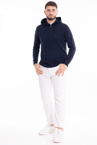 MARKUP FELPA CON CAPPUCCIO FULL ZIP IN COTONE MK690009 BLU