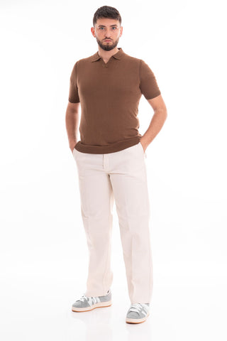 MARKUP SHORT SLEEVE DERBY POLO SHIRT IN DYED LINEN MK690016 TBC