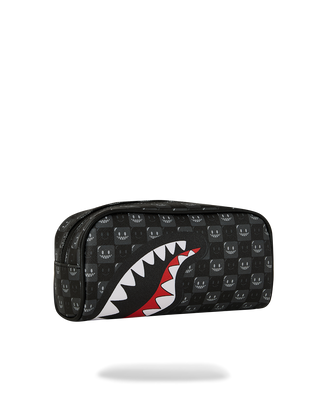 SPRAYGROUND SHARKS IN PARIS WTF BUBBLY BLACK CHECK POUCH ASTUCCIO B9316