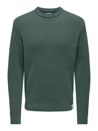 ONLY&amp;SONS FERGAL HONEYCOMB SWEATER MEN (BALSAM GREEN) 22030208 BMG