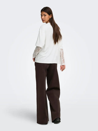 ONLY T-SHIRT TAHLIA CON MANICA IN PIZZO 15381333 CLD