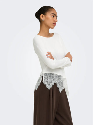 ONLY LAILA MAGLIA MANICA LUNGA CON PIZZO 15384850 CLD