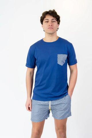 LORD PARTENOPEI T-SHIRT CON TASCHINO A FANTASIA GOZO TM26-GOZO BLU