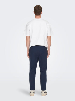 ONLY&amp;SONS CROP LINUS LINEN MIXED TROUSERS 22024966 DKN