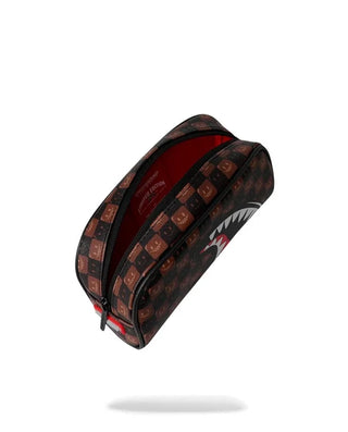 SPRAYGROUND SHARKS IN PARIS WTF BUBBLE BROWN CHECK POUCH ASTUCCIO B9303