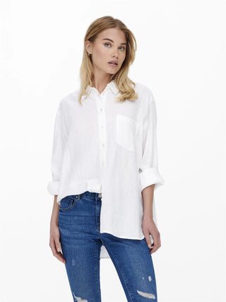 WOMEN'S ONLY LINEN SHIRT TOKYO LONG SLEEVE BLEND 15259585 BGW