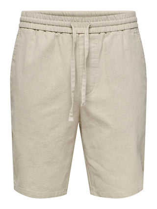 ONLY&SONS LINUS BERMUDA IN LINO CON CHIUSURA LACCIO UOMO (col:silver lining) 22024967 SVL