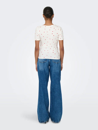 JACQUELINE DE YONG SOFIA T-SHIRTI A COSTINE CON CUORICINI 15336793 CLD
